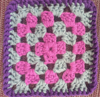 Pink and blue alternating square with purple border