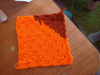 Bright orange corner to corner with a rusty corner