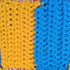 Half bright blue, half yellow square