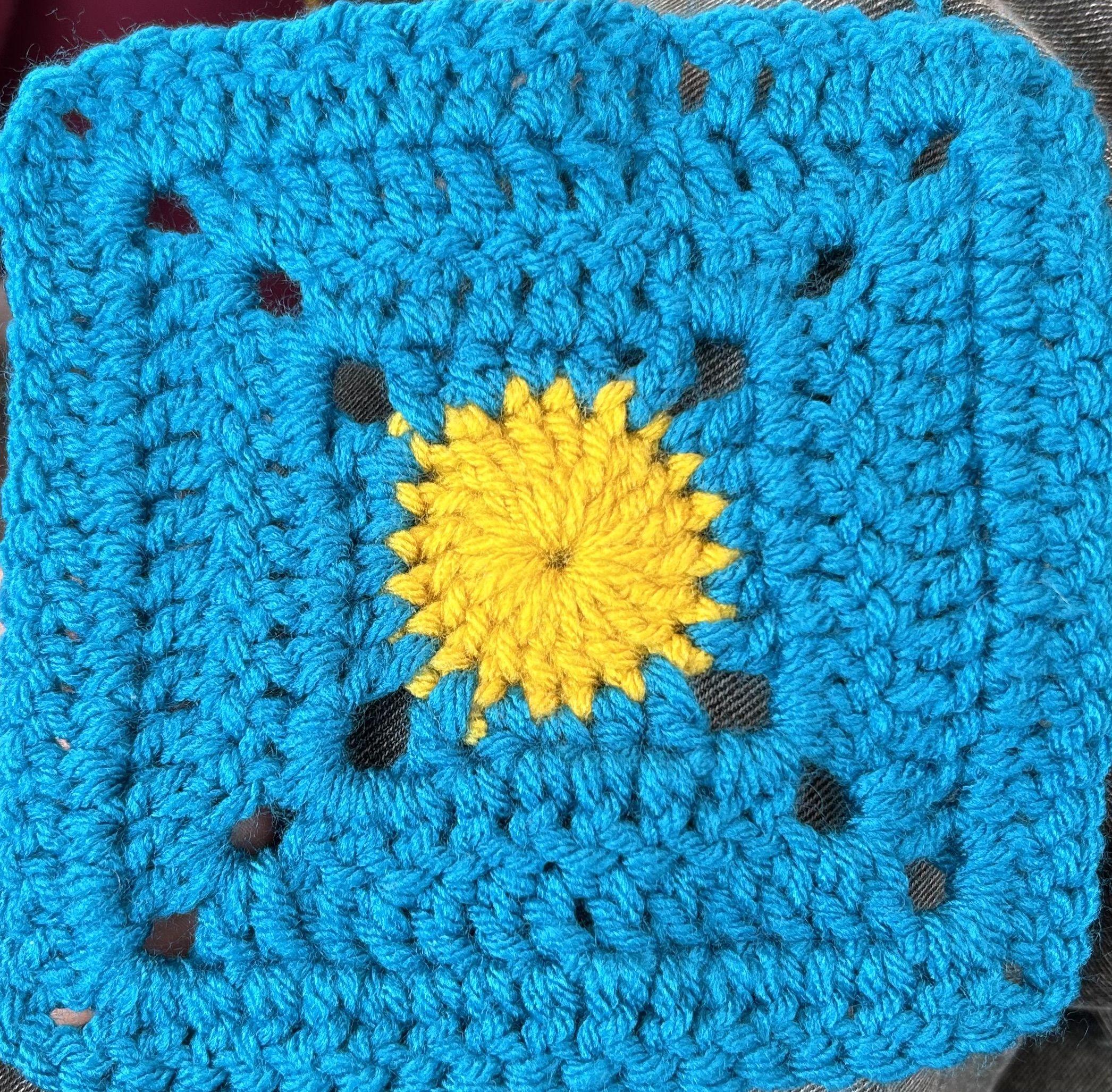 yellow circle on blue background