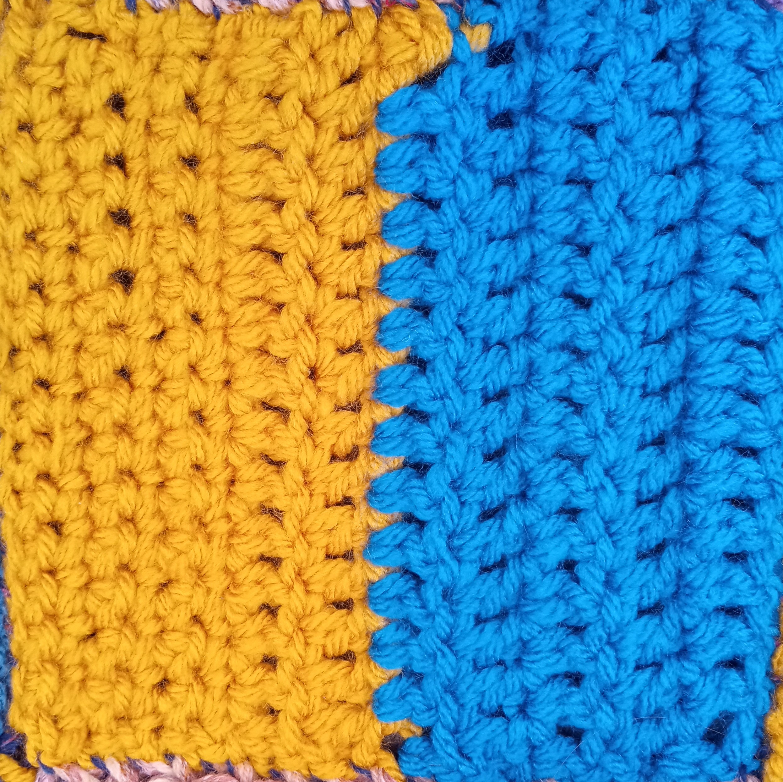 Half bright blue, half yellow square